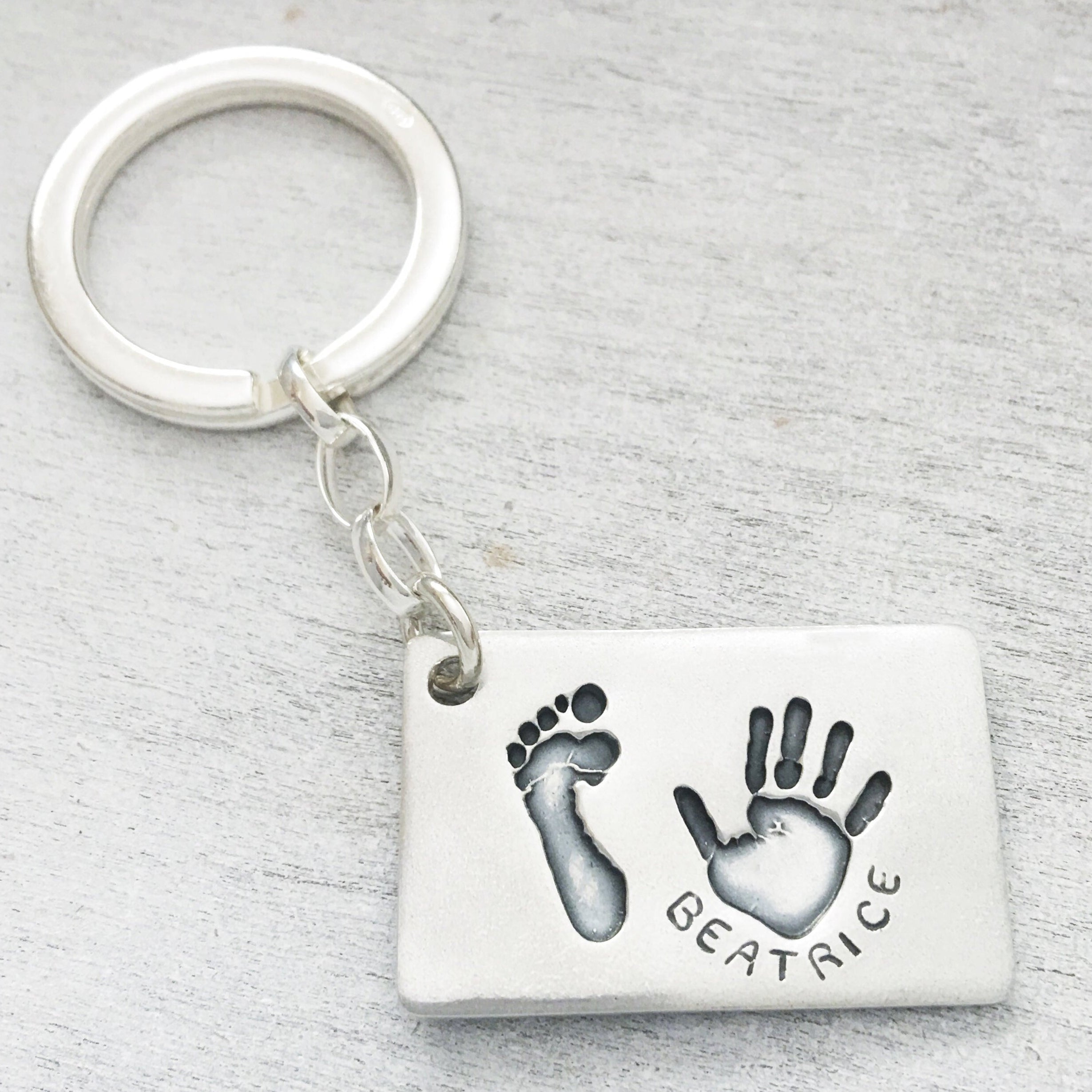 PERSONALIZED HANDPRINT & FOOTPRINT KEYCHAIN Forever Imprint Jewellery