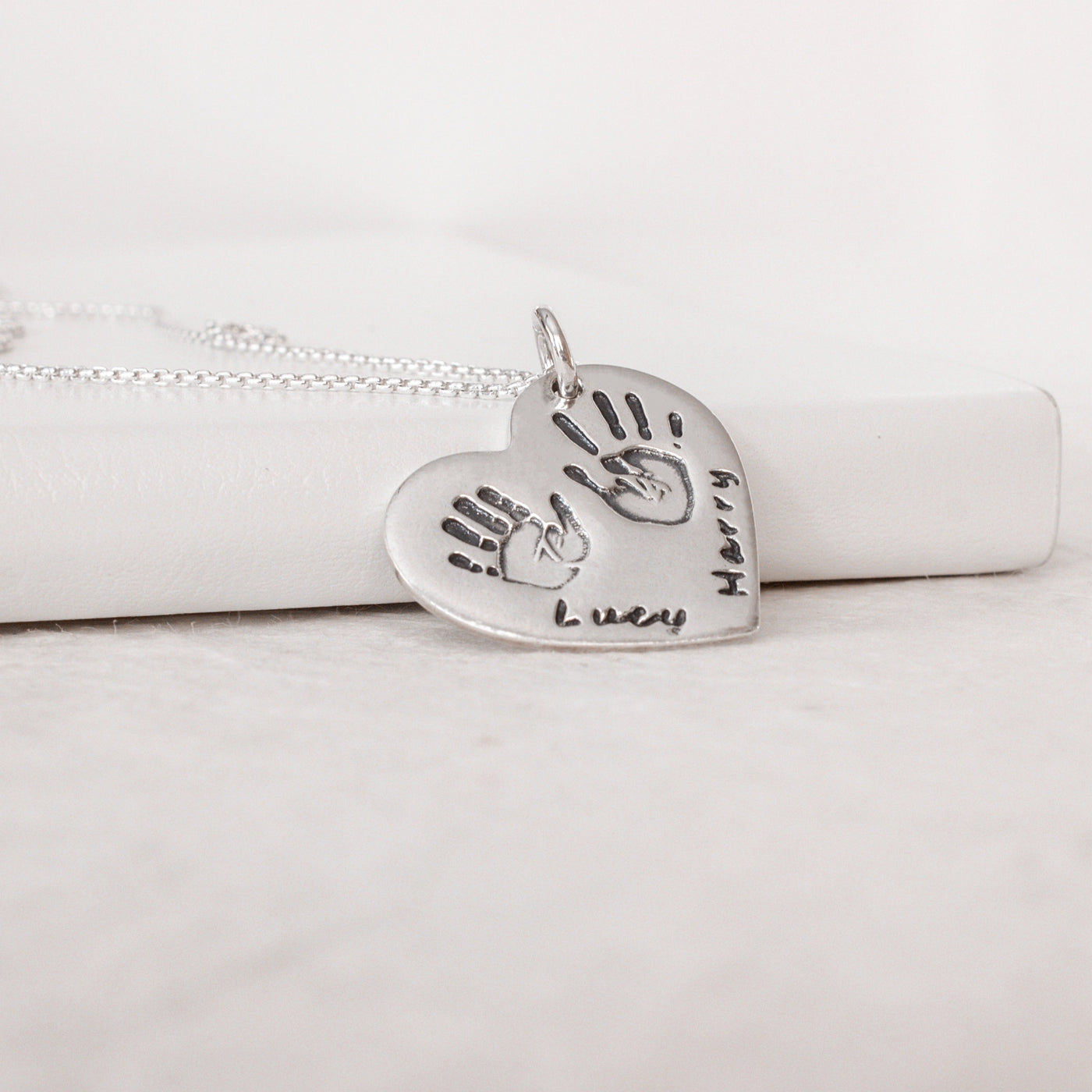 PERSONALIZED HEART PENDANT WITH TWO HANDPRINTS | FOREVER IMPRINT JEWELLERY