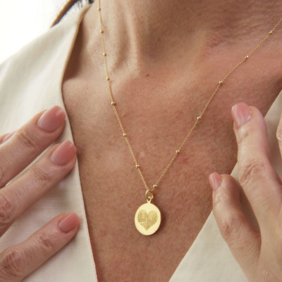 18K Gold Vermeil Dual Heart Fingerprint Necklace