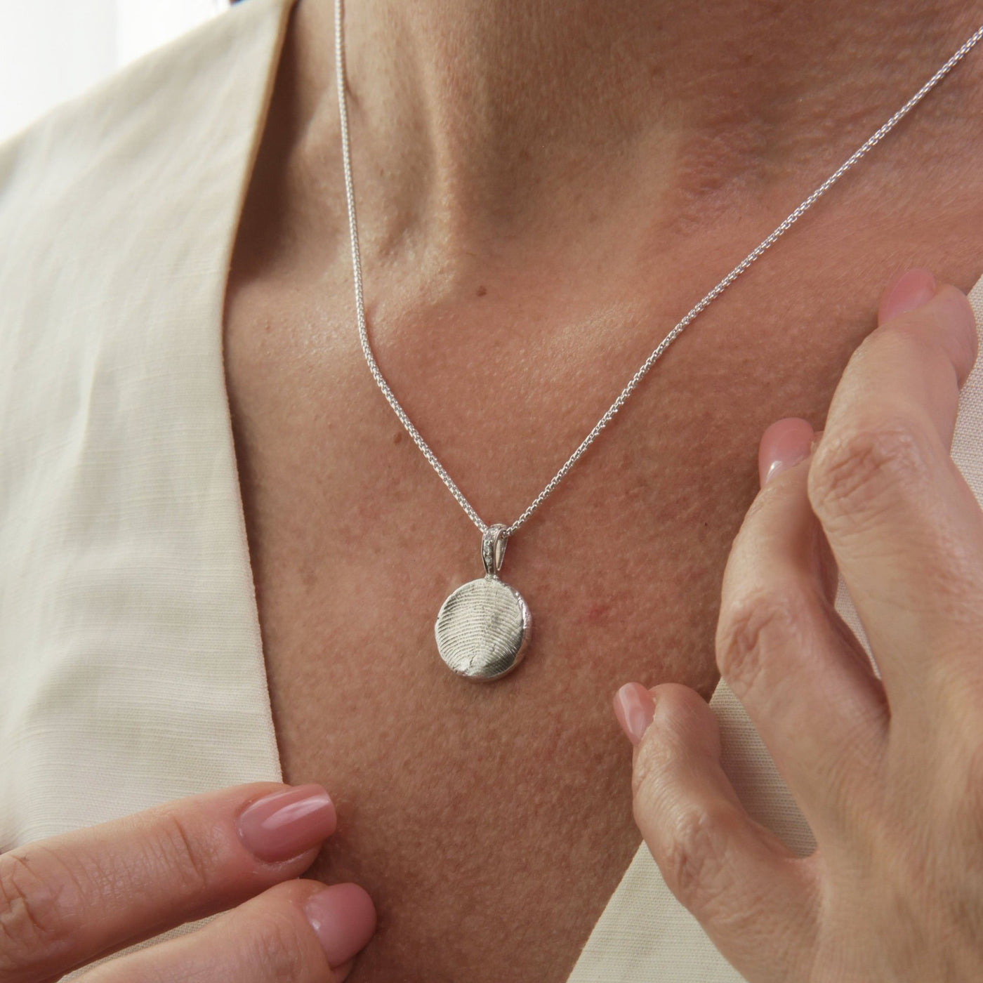 925 Silver & Diamond Fingerprint Necklace