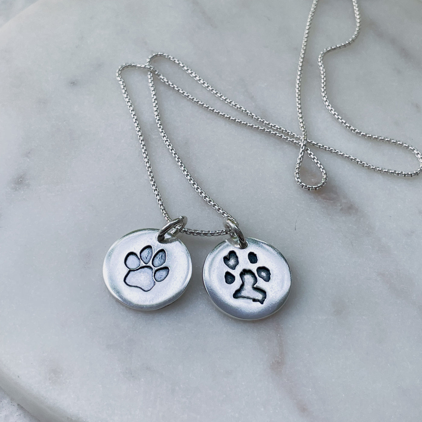 PERSONALIZED PAWPRINT DOUBLE CHARM NECKLACE