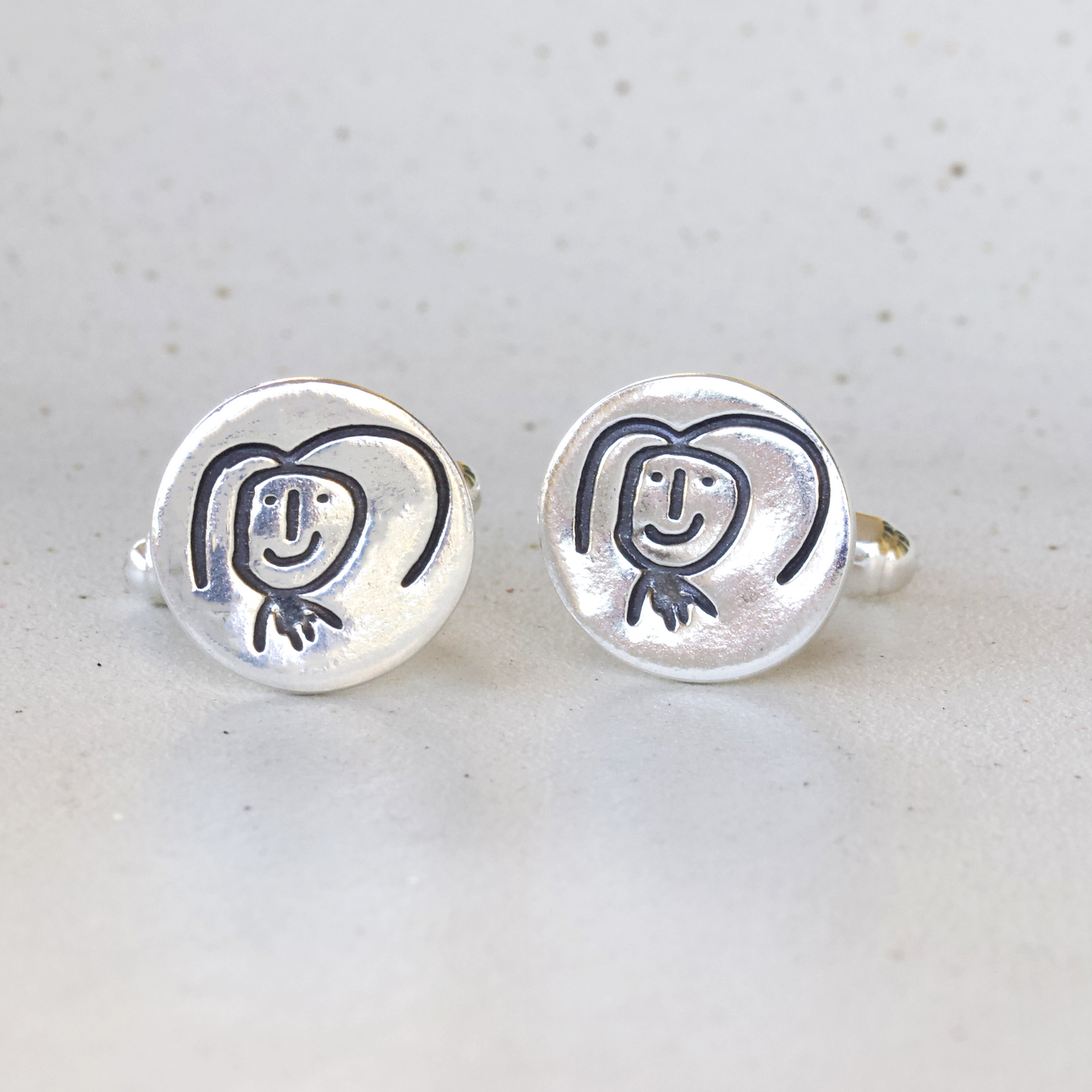 PERSONALIZED 925 SILVER CUFFLINKS—WEAR YOUR CHILD'S DOODLES WITH LOVE