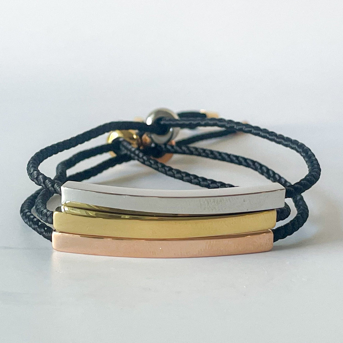 Custom Name Bar & Rope Bracelet – Your Words, Your Journey