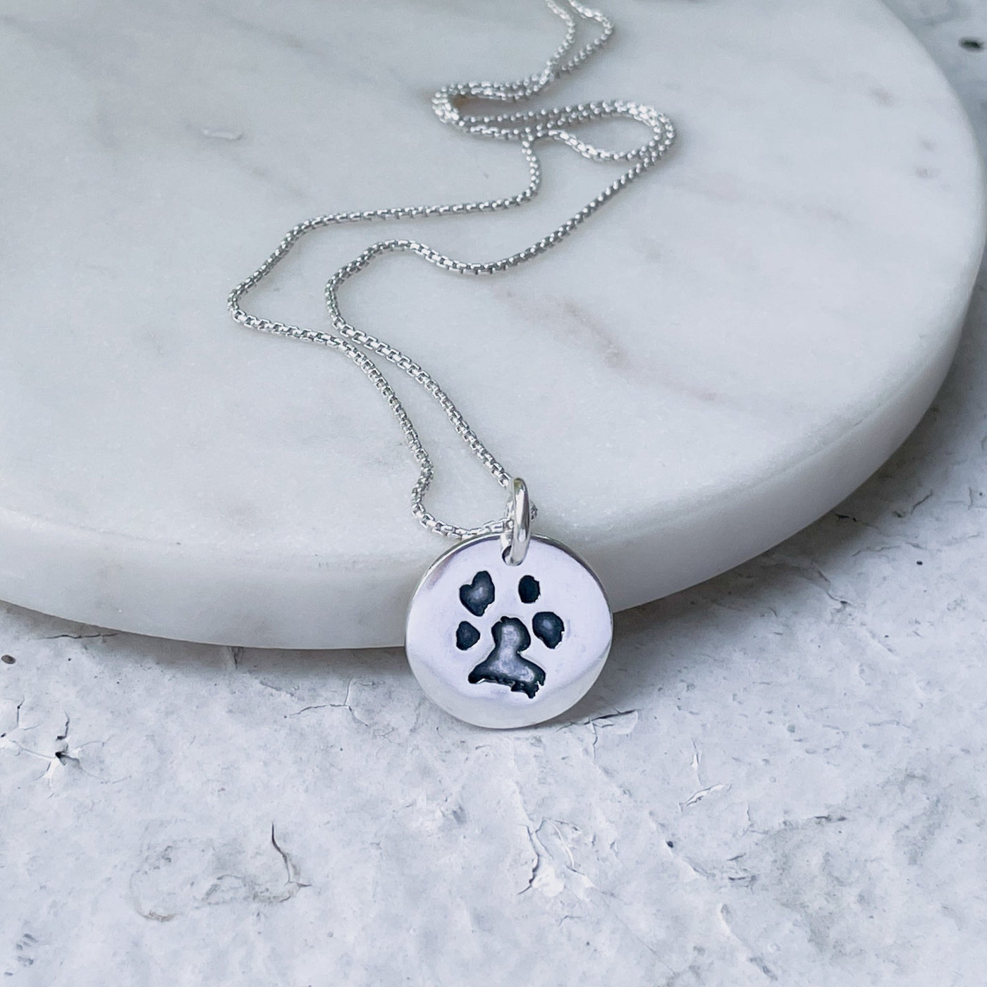 Personalised 925 Silver Paw Print Necklace