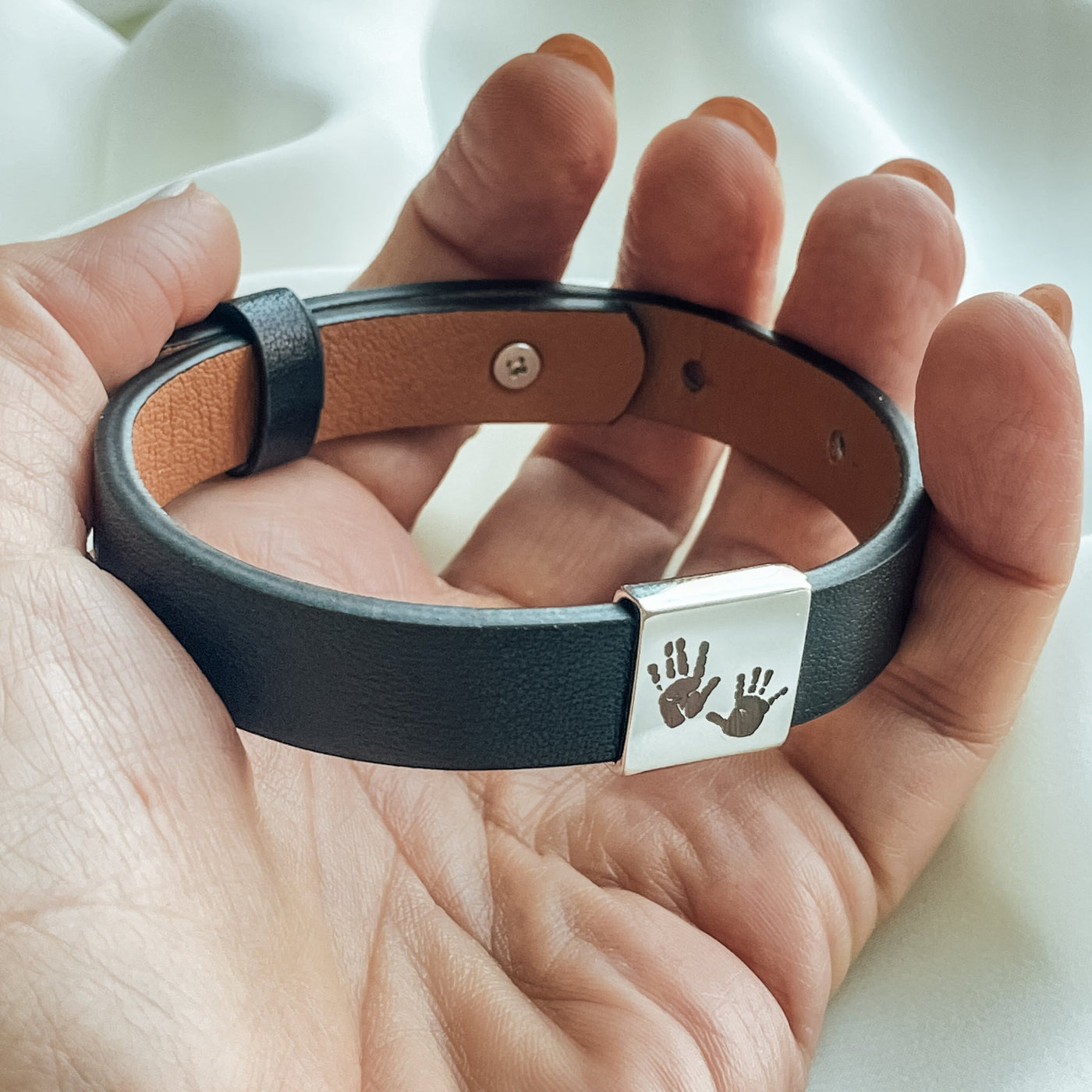 Men's Fingerprint Charm Leather Bracelet
