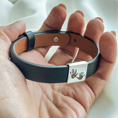 Men's Fingerprint Charm Leather Bracelet