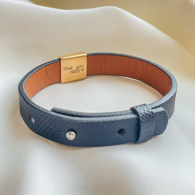 Men's Fingerprint Charm Leather Bracelet