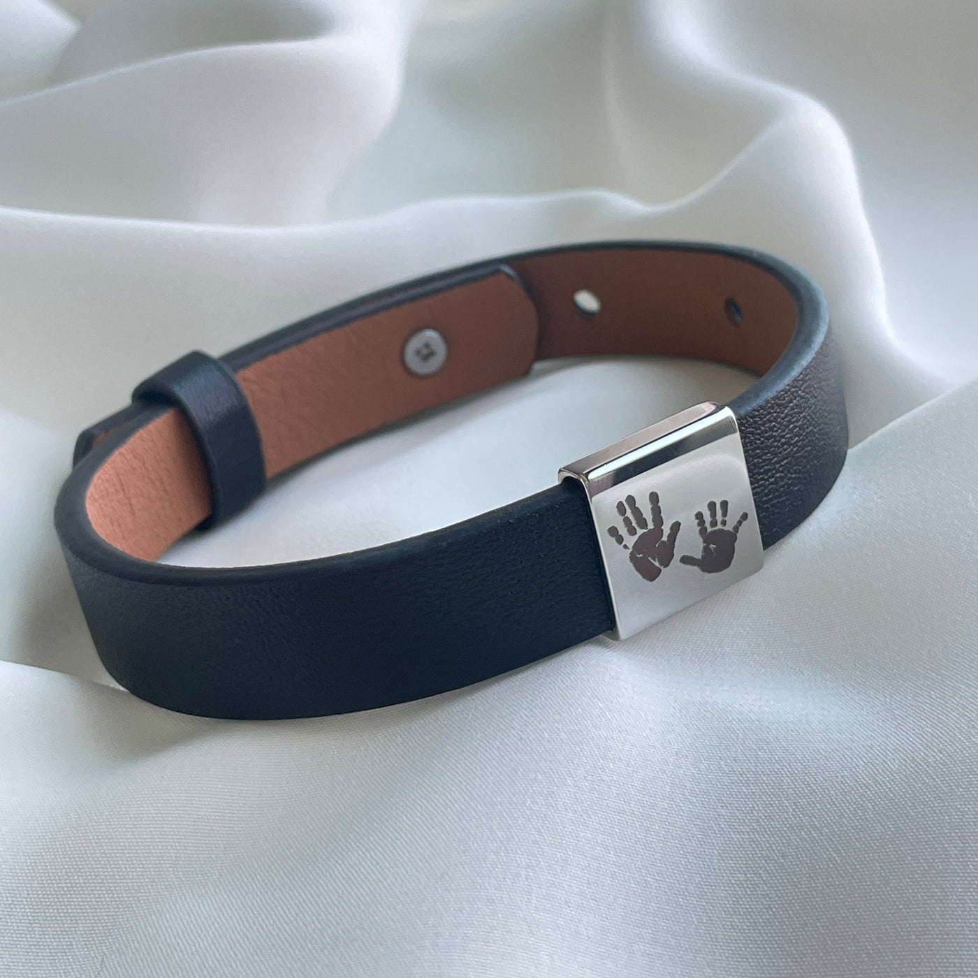 Men's Fingerprint Charm Leather Bracelet