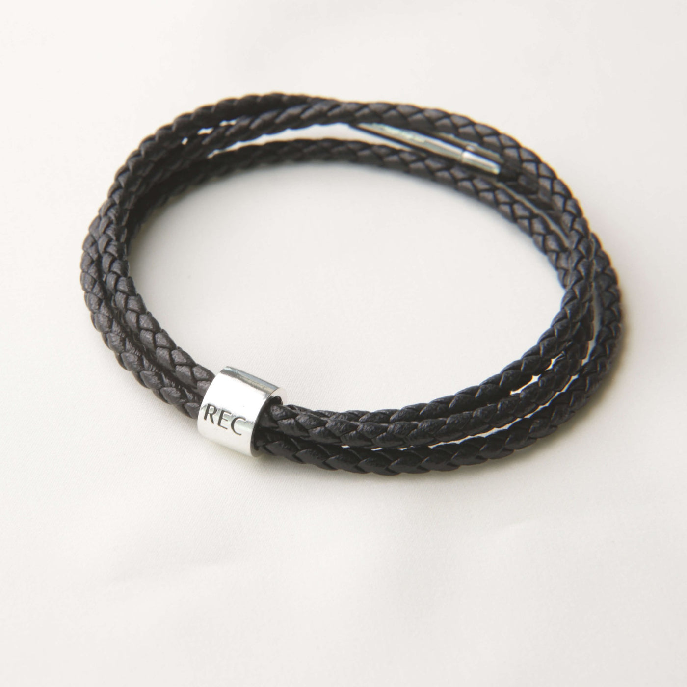 Men's Personalised Handprint Bead Leather Bracelet