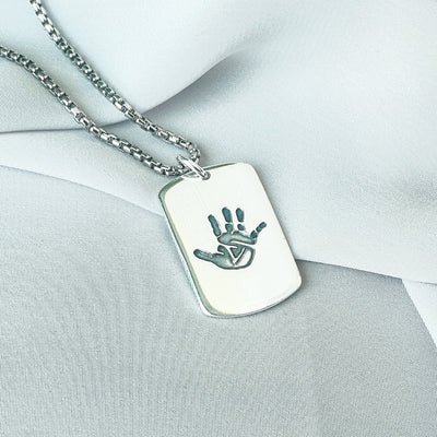 Men's Personalised Handprint Military Style Pendant & Chain