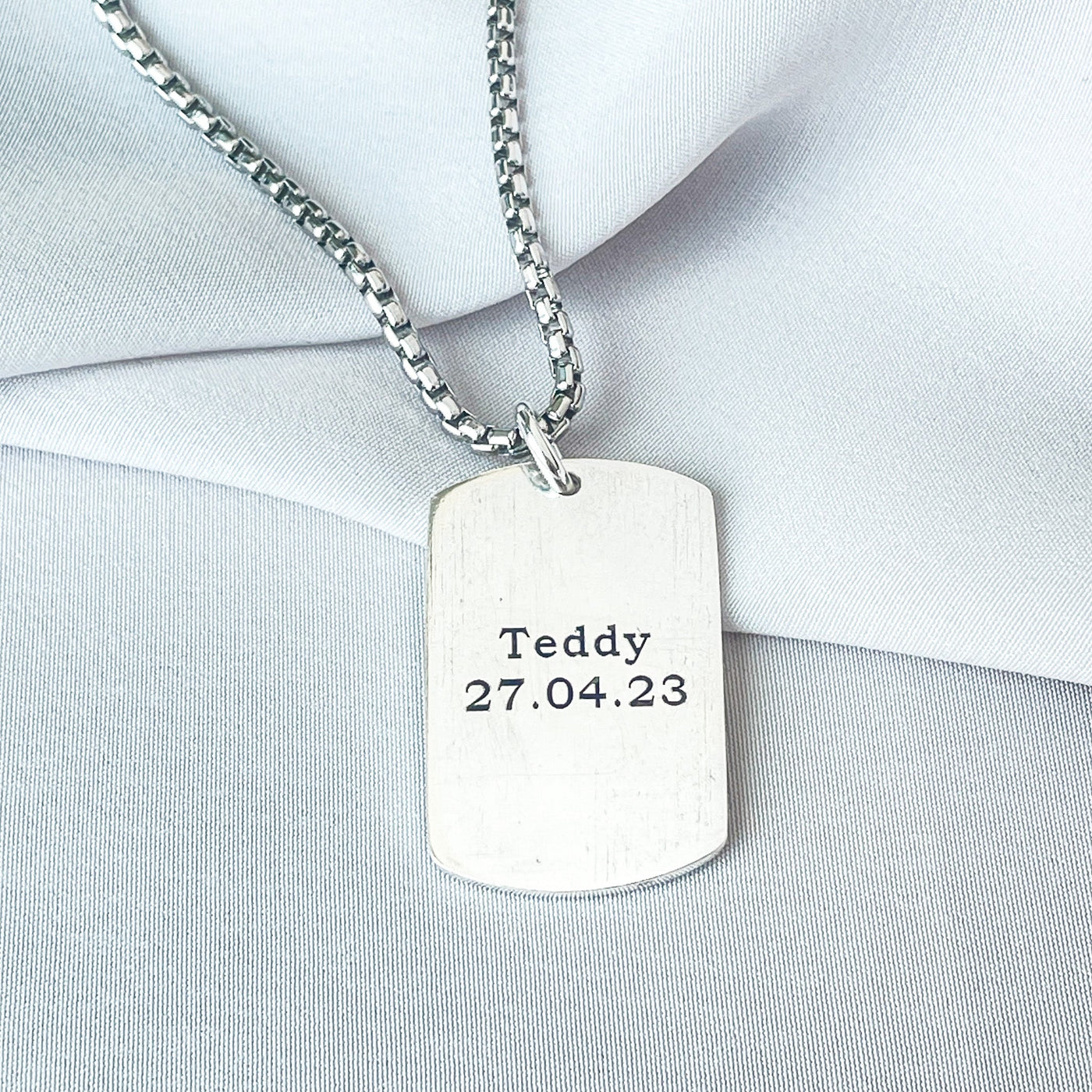 Men's Personalised Handprint Military Style Pendant & Chain
