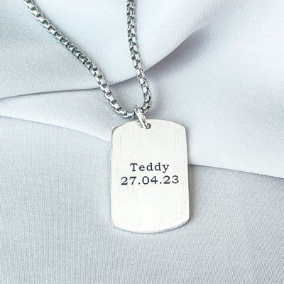 Men's Personalised Handprint Military Style Pendant & Chain