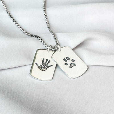 Men's Personalised Handprint Military Style Pendant & Chain