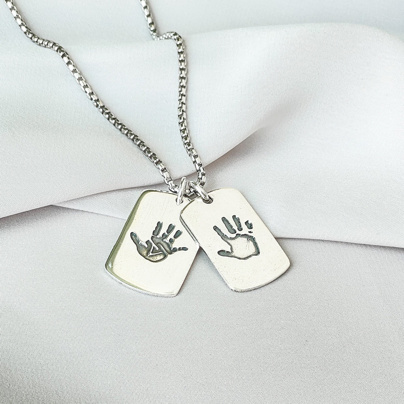 Men's Personalised Handprint Military Style Pendant & Chain