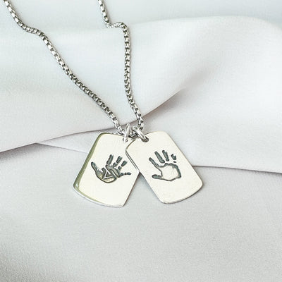 Men's Personalised Handprint Military Style Pendant & Chain