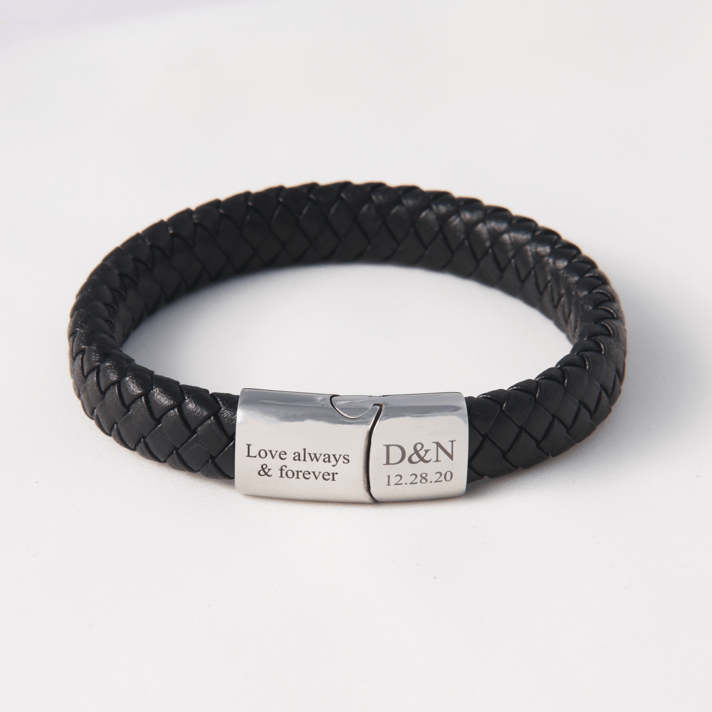 Men's Personalised Leather Engraved  Bracelet