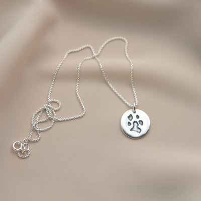 Personalised 925 Silver Paw Print Necklace