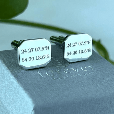 Personalised Coordinate Cufflinks in Sterling Silver