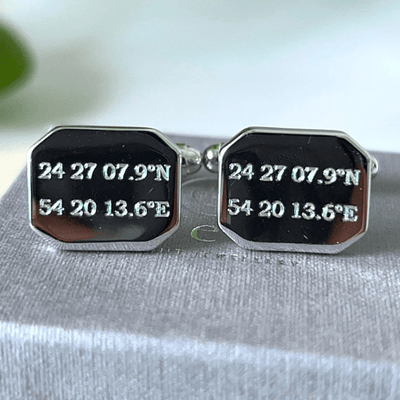 Personalised Coordinate Cufflinks in Sterling Silver