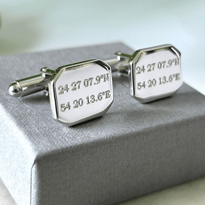 Personalised Coordinate Cufflinks in Sterling Silver