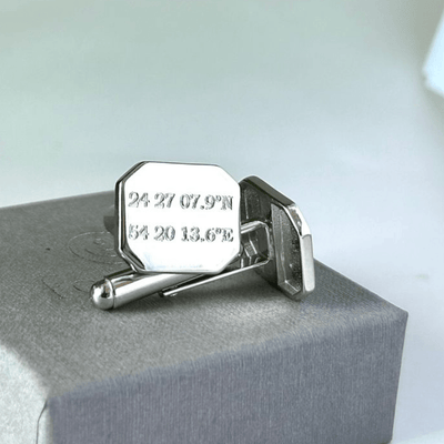 Personalised Coordinate Cufflinks in Sterling Silver