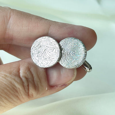 Personalised Fingerprint Full Diamond Engraved Cufflinks