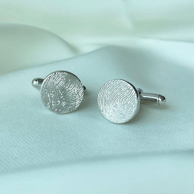 Personalised Fingerprint Full Diamond Engraved Cufflinks