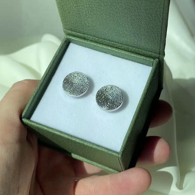 Personalised Fingerprint Full Diamond Engraved Cufflinks