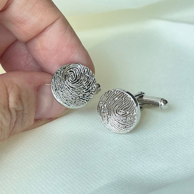 Personalised Fingerprint Full Diamond Engraved Cufflinks