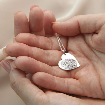 Personalised 925 Silver Fingerprint Heart Necklace