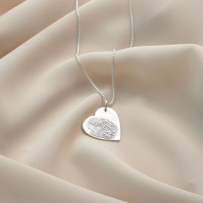 Personalised 925 Silver Fingerprint Heart Necklace