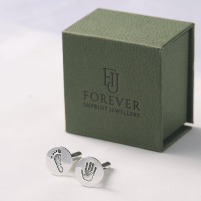 Personalised Handprint & Footprint 925 Silver Cufflinks