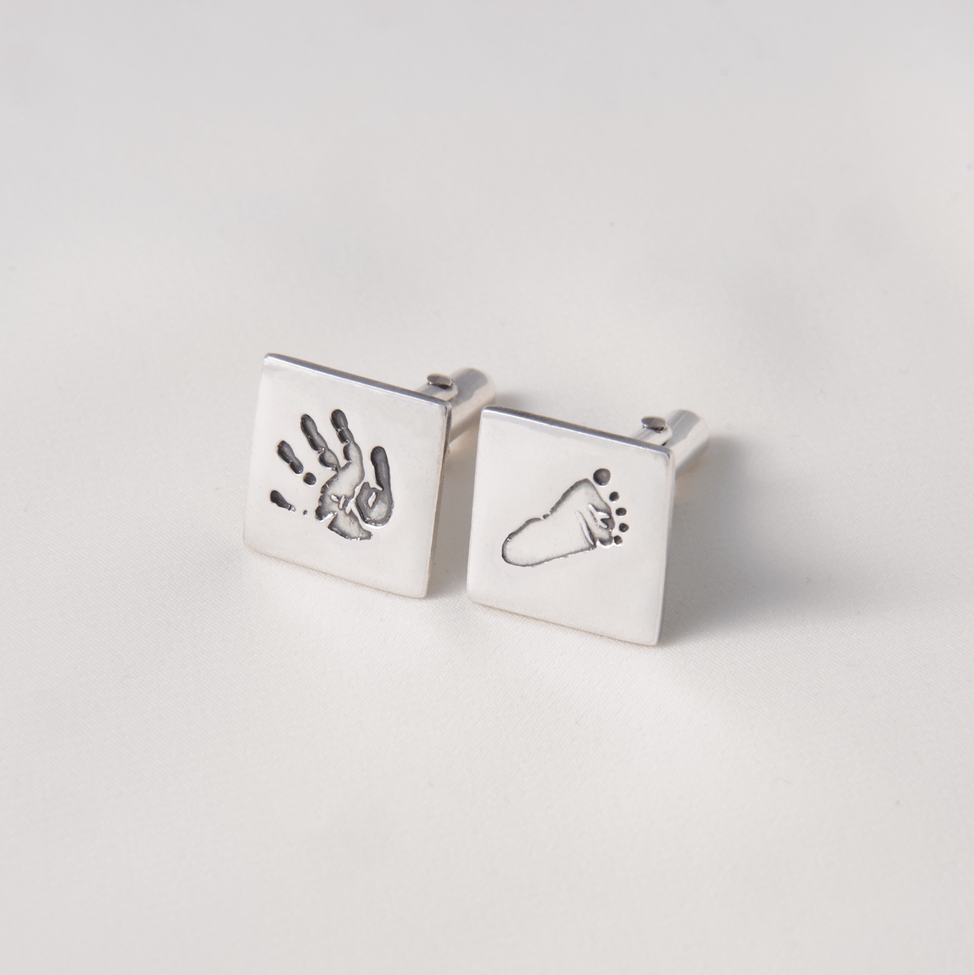 Personalised Handprint & Footprint Silver Cufflinks