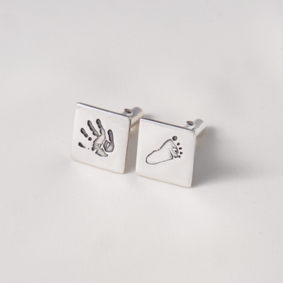 Personalised Handprint & Footprint Silver Cufflinks