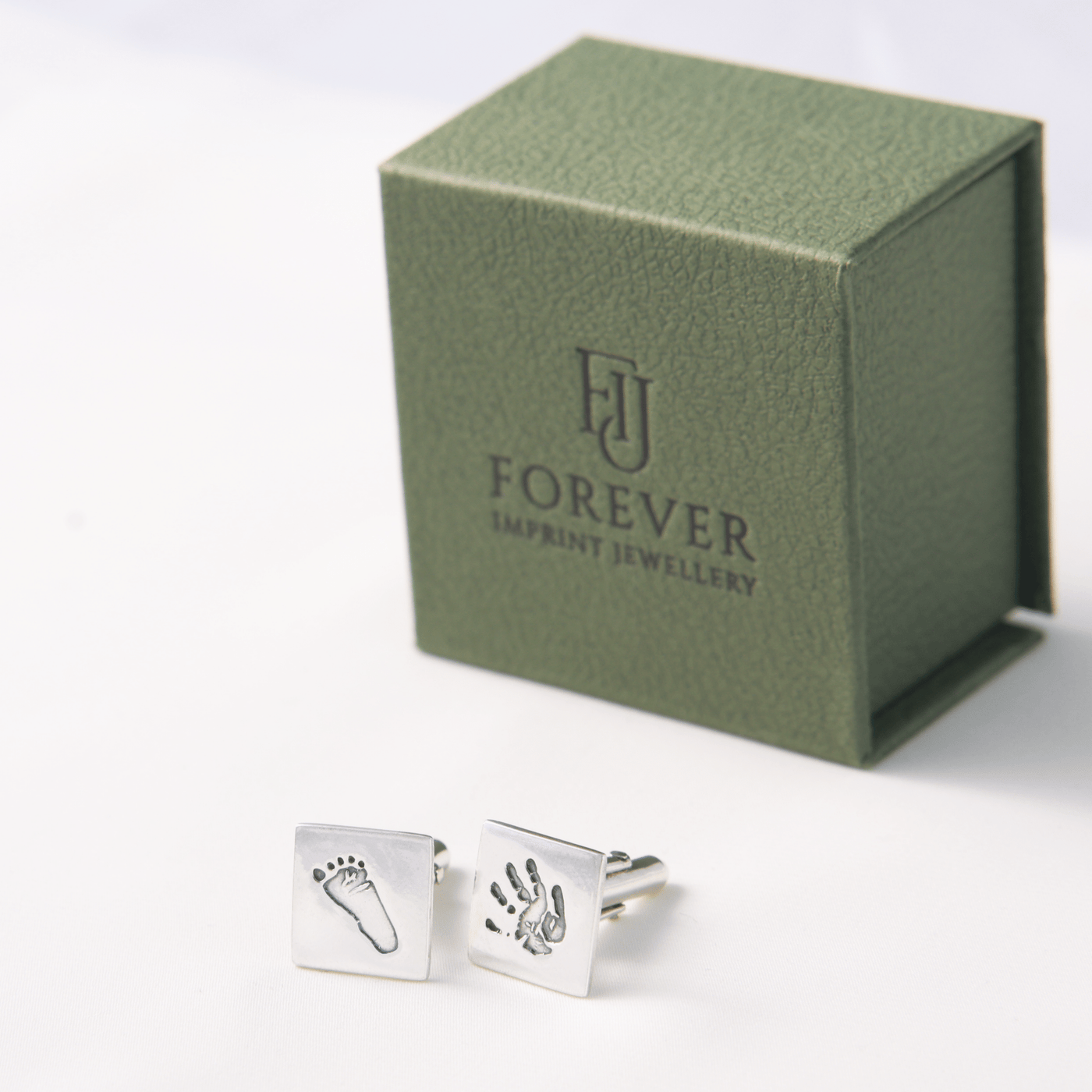 Personalised Handprint & Footprint Silver Cufflinks