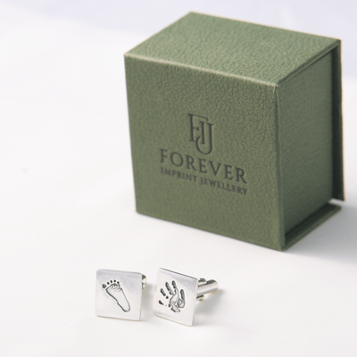 Personalised Handprint & Footprint Silver Cufflinks
