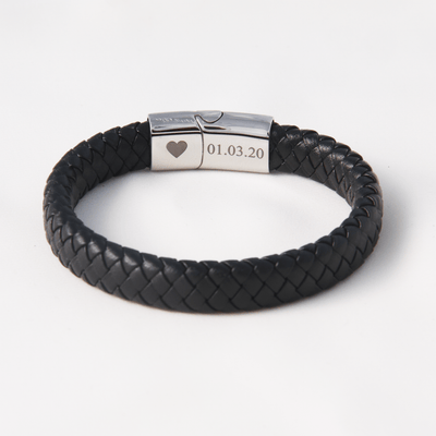 Personalised Handprint Leather Engraved Bracelet