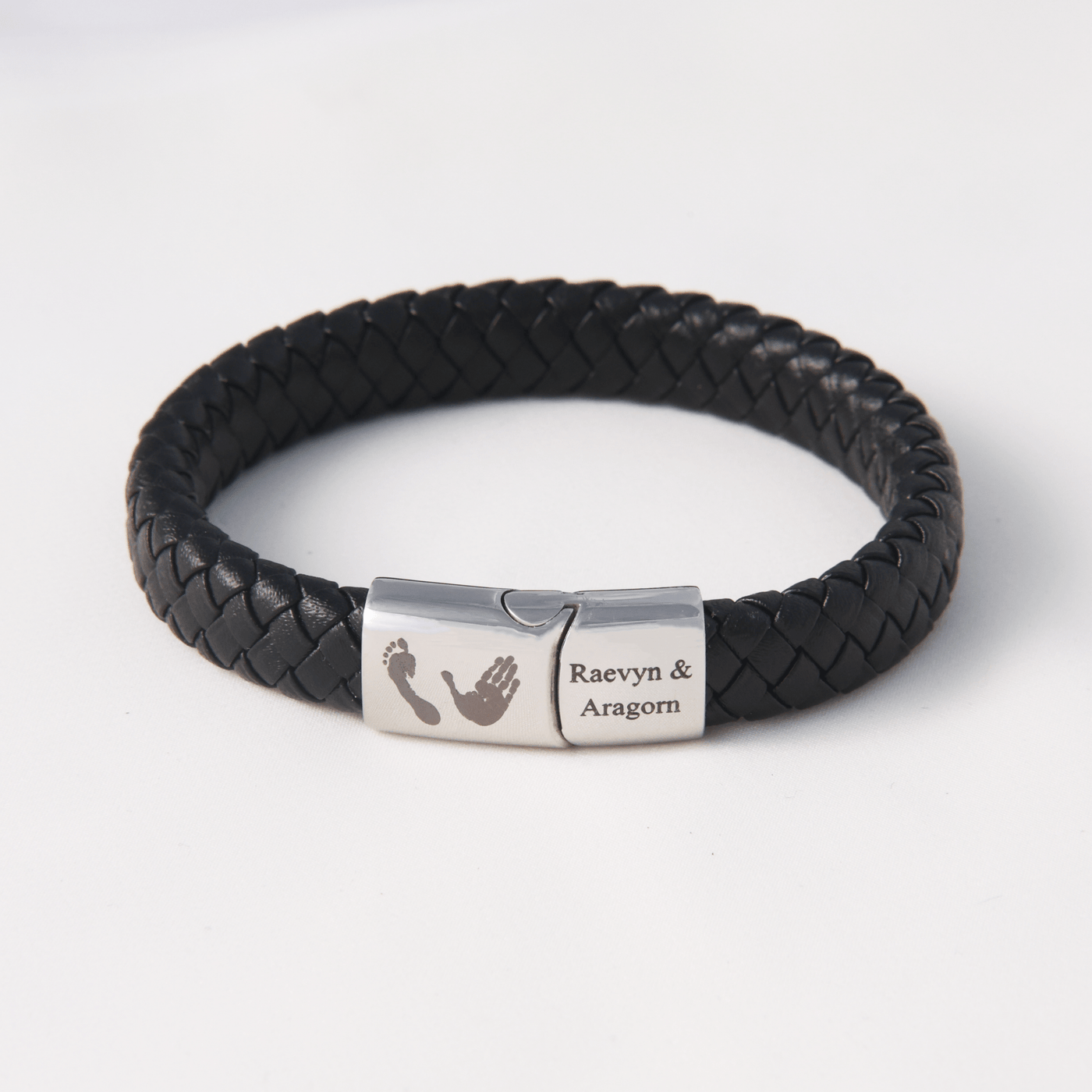 Personalised Handprint Leather Engraved Bracelet