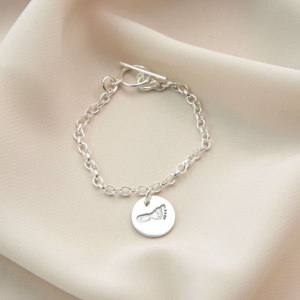 Personalised 925 Silver Handprint or Footprint Charm Bracelet