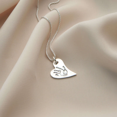 Personalised Silver Handprint or Footprint Charm Necklace