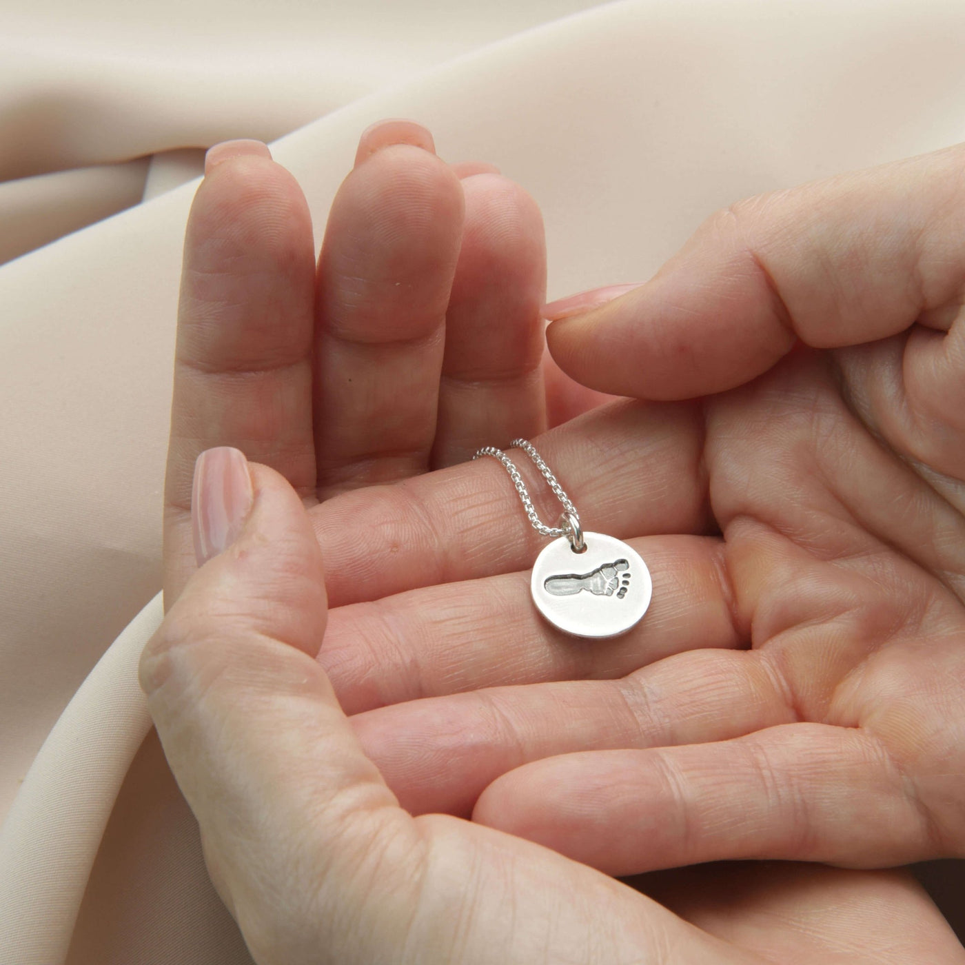 Personalised Silver Handprint or Footprint Charm Necklace