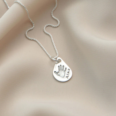 Personalised Silver Handprint or Footprint Charm Necklace