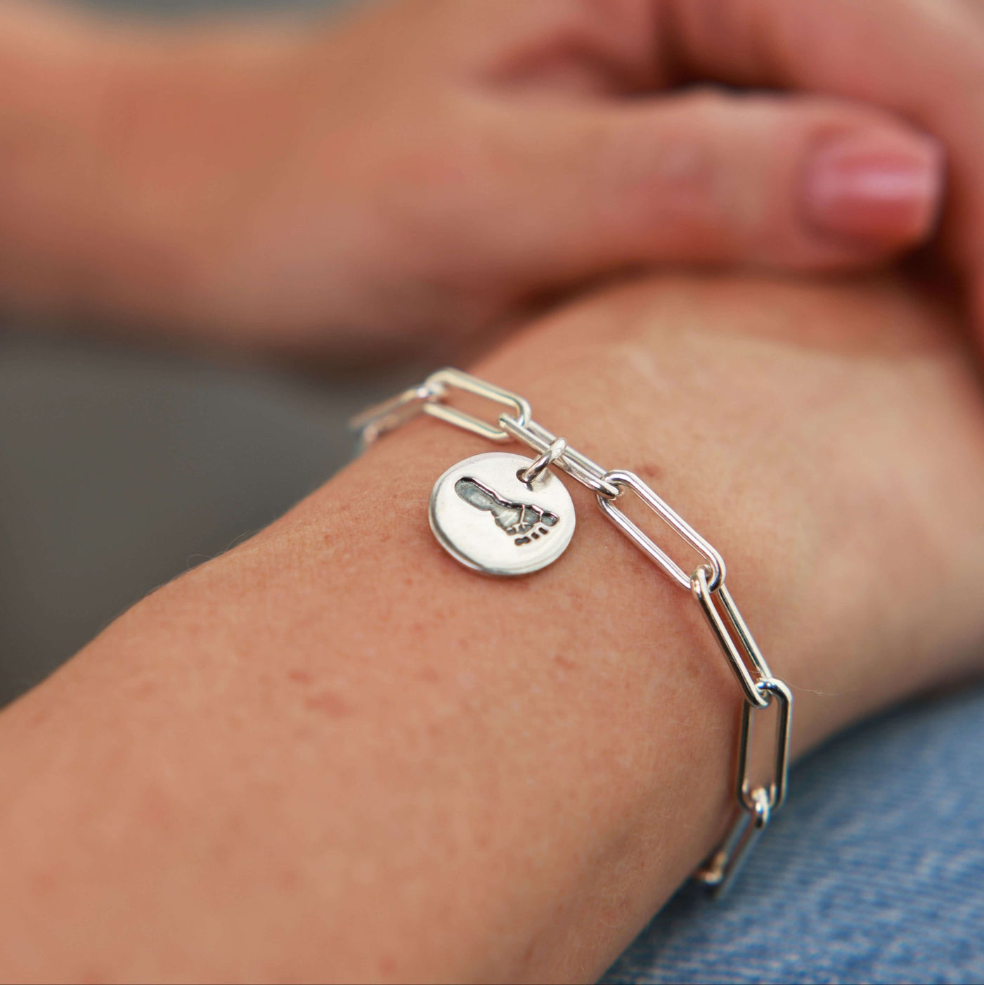 Personalised Handprint or Footprint Chunky Paper Link Bracelet