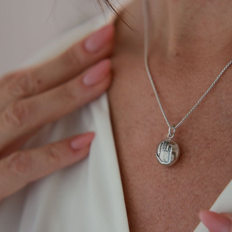 Personalised Handprint Pebble Charm Necklace