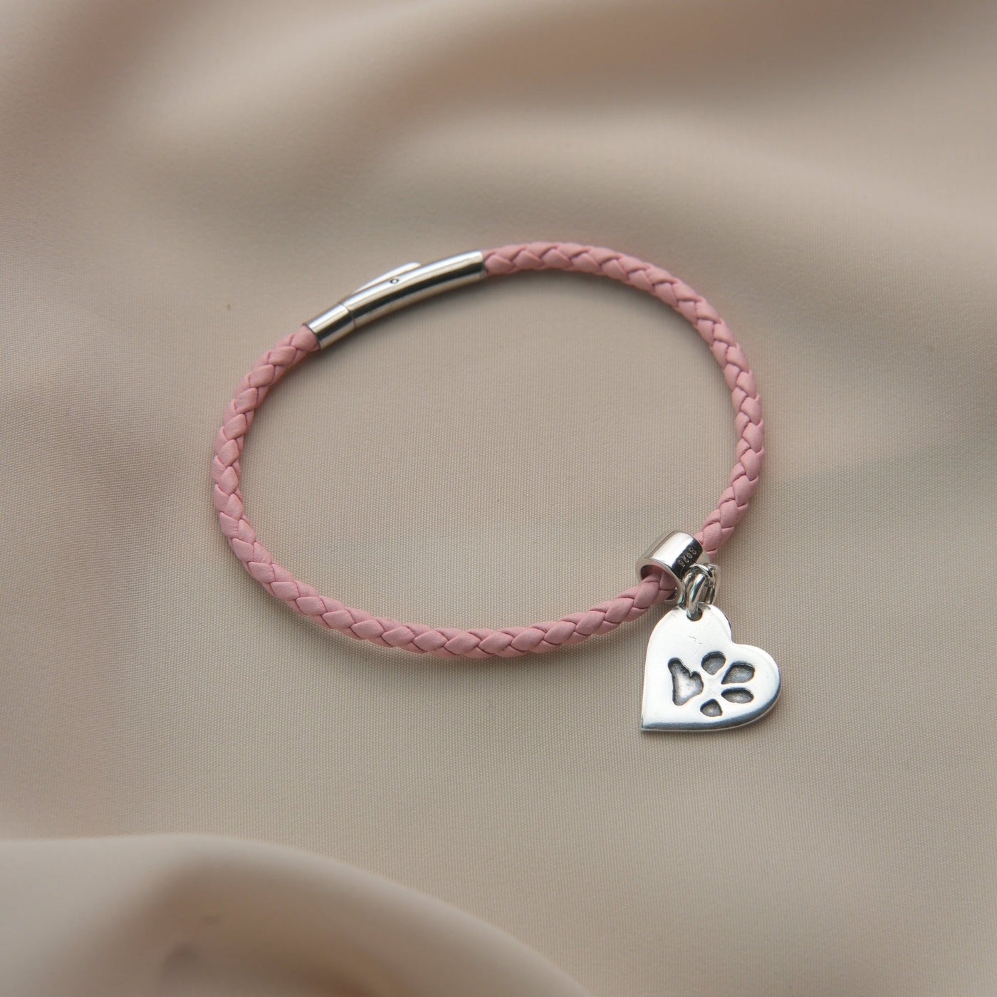 Personalised Paw Print Leather Charm Bracelet
