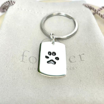 Personalised Paw Print Military Style Keyring