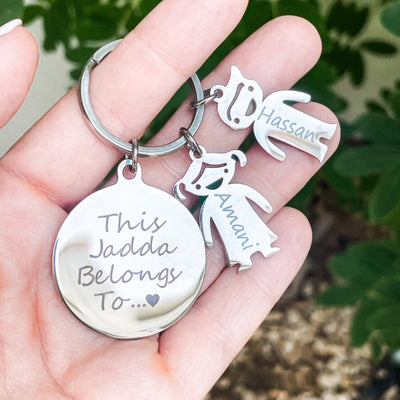 Personalized Grandma Keychain – 'This Grandma Belongs To' with Custom Engraved Name Charms