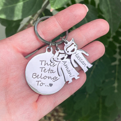 Personalized Grandma Keychain – 'This Grandma Belongs To' with Custom Engraved Name Charms