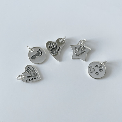 PERSONALIZED HAND OR FOOTPRINT SILVER CHARM BRACELET