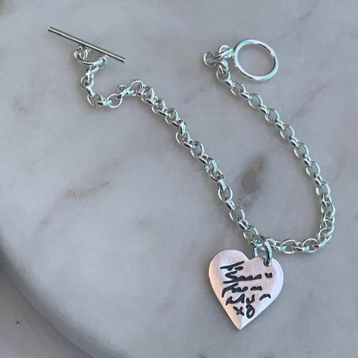 Handwriting Heart Charm Bracelet